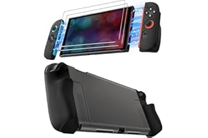 iVoler 5-in-1 Set Dockable Grip Case for Nintendo Switch 2, PC Frame, Silicone Joy-Con Grips & HD Film, Scratch&Shock Protection,Transparent Black