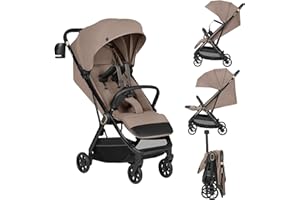 LIONELO Silla Paseo Ligera Bess hasta 22 kg de 6 m a 4 años Ruedas giratorias PU 360° Plegado con una Sola Mano, Respaldo Ajustable, Capota Impermeable Ligera 7,5 kg Cesta de la Compra