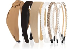 FloralGrace Lot de 7 Serre-Têtes en Perles pour Femmes et Filles Jolis Serre-Têtes Liés Serre-Têtes Anti-Glisse Tendance Epais ou Minces