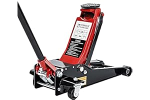 JF HOME BLISS 3 Tonne Trolley Jack Hydraulic Car Jack, Low Profile Floor for Car Van, Heavy-Duty Steel Hydraulic Lift with Dual Pump System, Handle Swivel Wheels, High Lift Garage (Red)