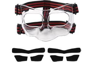 LASUROA Masque pour Nez Cassé, 15 x 9,5 cm Protège Nez Cassé Protège Nez Rouge Noir Masque avec Rembourrage Protecteur Faciale Réglable pour Sport Basket-Ball Football Base-Ball (Couverture Complète)