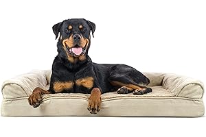 Furhaven Small Quilted Orthopaedic Sofa Pet Bed for Dogs and Cats Wine Red