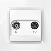 SIMON 10 TAKE ANTENNA TV AND RADIO PLUG WALL WHITE TDT SATELLITE IP20 | Recessed TV Plug, Easy to Install, Includes Frame, Li