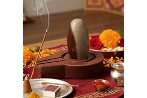 ESPLANADE Narmadeshwar Shivling Shiva Lingam Narmada Stone Jaladhari Narmada Stone para templo Mandir Home - Marrón - 10.8 cm pulgadas, religioso