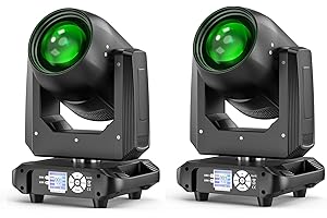 YESPICK Moving Head Beam Stage Light 200W, RGBW LED Party Light with Electronic Focus 14 Patterns 10 Colors DMX512 Professional Lighting Effects 18 Prisms for Party Stages Disco Halloween 2PCS