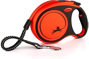 flexi® Xtreme L Gurt 8 m schwarz, extrem beißfester oranger Gurt, extra robuste Roll-Leine für Hunde bis 55 kg