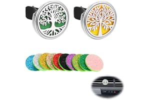 HSTIALVING 2 Pcs Diffuseur d'Huile Essentielle, Voiture Aromathérapie Huiles Essentielles Diffuseur Désodorisant pour Voiture pour Salon Bureau Voiture - Accessoire intérieur avec 10 Feutre de Remplacement