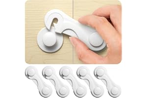 Inaya Child Proof Locks for Cabinet Doors, Pantry, Closet, Wardrobe, Cupboard, Drawers - 3M No Drilling Safety Cabinets and Baby Proofing Lock, White, 6 Count (Pack of 1)