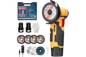 HOUSIWILL Cordless Angle Grinder 19500RPM with 7 Cutting Discs and 2pcs Batteries, 76mm Side Disc Mini Angle Grinder Small Battery Tool for for Cutting Polishing and Sharpening