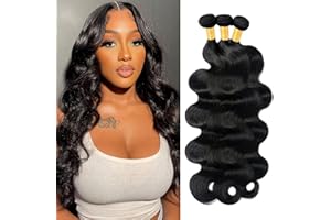 NICMISS Tissage Naturel Cheveux Humain Tissage Brésilien Ondulé Meche Cheveux Humain Bresilien Cheveux Naturel 100% Body Wave Human Hair Extension Naturelle Couleur (18 20 22 pouces /210g)