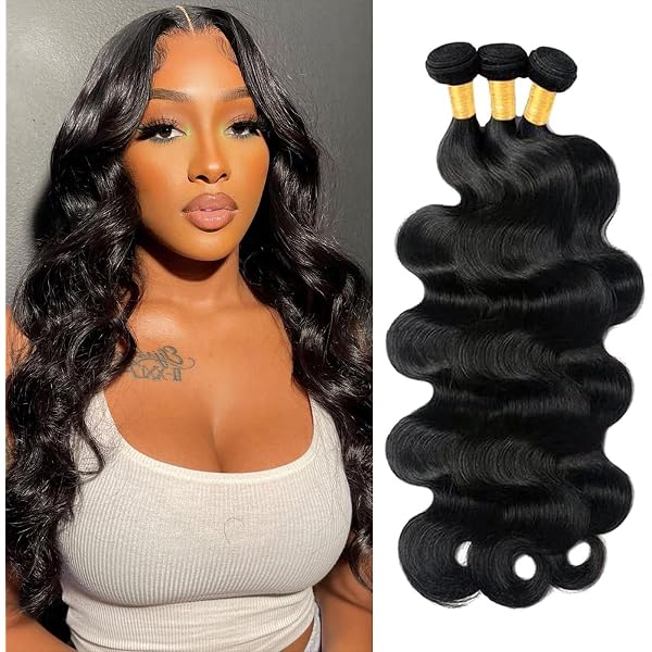 Body Wave Hair Extensions – 100% Brasilianisches Echthaar, Ungefärbt, Gewellt, 12A, 3-4 Bündel