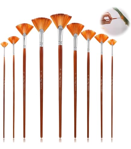5er-Set Fächerpinsel Aus Nylon – Perfekt Für Acryl, Aquarell & Ölmalerei | Künstlerpinsel-Set Mit Holzgriff