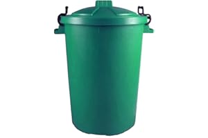 ONLINEDISCOUNTSTORE 80L/85L - Green - Litre Plastic Colour Bin Garden Rubbish Waste Dustbin