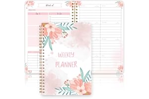 KAICN Undated Weekly Planner, A5 To Do List Notebook, Weekly Goals Planner, Habit Tracker Journal for Home and Work, 5.7 x 8.0 in, Pink