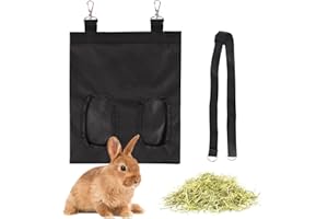 HILEYU Mangiatoia per Fieno per Conigli Sacchetti di Fieno per Conigli Sacco per Mangiatoia Appeso per Piccoli Animali Che Mangiano Fieno Porcellino d'India Coniglietto (black)