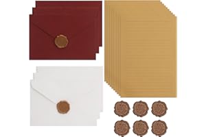 APOMOONS Zestaw papieru listowego w stylu vintage z kopertą, 6 kopert lnianych, 20 arkuszy papieru listowego A5 w stylu vintage i 6 naklejek z pieczęcią woskową, papier na listy miłosne na urodziny