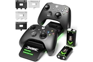 zerotop Xbox Controller Charging Dock, Xbox Controller Charger Station for Xbox Series X/S/One/Elite/Core Controllers, Dual Slot Charging Dock with 4 Cover Packs & 2 2000mAh Rechargeable Battery Pack