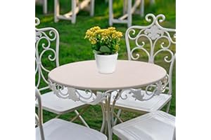 MINGPINHUIUS Nappe ronde en vinyle à bords élastiques – Nappe en plastique imperméable et facile à nettoyer pour intérieur ou extérieur, terrasse, motif végétal (beige, 90 cm de diamètre)