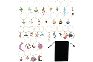 Allazone Marcador de Copas de Vino 33 Pz Vino Marcadores de Vidrio de Fiesta Abalorios y Bolsa de Almacenamiento para Decoraciones de Fiesta de Favores de Cocina de Bar