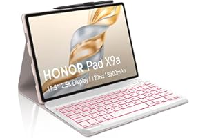 Occtingkind, Tastiera Retroilluminata per Honor Pad X9a 2025 11.5 Pollici, Cover con Magnetica Staccabile Bluetooth Tastiera, Italiano Layout, 7 Colori LED, USB-C, Custodia Protezione, Rosa chiaro