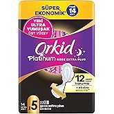 Orkid Platinum Hijyenik Ped Gece Ekstra Plus (Boy 5) S&uuml;per Ekonomik Paket 14 Adet Ped