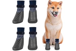 Oslueidy Cani Protezioni Zampe,Scarpe Cane Antiscivolo Impermeabili per Cani Protezione Zampe Protezione per Zampe di Cane Protezione per Zampe stivali Antiscivolo (XL, Nero + Grigio)