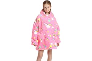 Shamdon Home Collection Kinder Übergroße Hoodie Decke, Kapuzenpullover Sweatshirt mit Ärmel und Tasche,Flanell Kuschelpullover für Mädchen Jungen Teenager