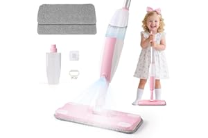 EURYUNG Scopa Spruzzo Giocattolo Bambini - Set Pulizia Montessori con 2 Panni Lavabili e Supporto per Pulire il Pavimento | Kids Spray Mop, Scopa Bambini Gioco 3+ Anni, Gioco Educativo Montessori