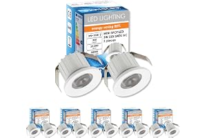 SIGMALED LIGHTING, mini-LED-spotlight 3 W, dimbar, varmvit 3 000 K, 300 lumen, rund infällbar spott, 220/240 V AC, 10-pack (5