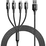 UZAHSK Multi Cavo Di Ricarica 4A/3M 4 in1 Multiplo Cavetto iP/Micro usb/Tipo C Nylon Intrecciato Cavo di Ricarica USB Per Tel