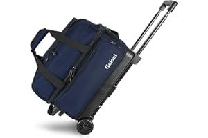 Goloni Bowlingtasche mit 2 Rollen und großem separatem Schuhfach für Bowlingschuhe (bis US-Herrengröße 48), einziehbarer Griff, ausziehbar auf 101,6 cm
