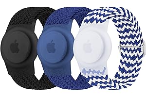 Raradev 3 Pack Airtag Bracelet for Kids Compatible with Apple AirTag Finders, Anti Lost Stretchy Adjustable Braided wristbands for Kids with Full Coverage Design