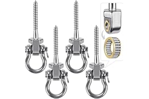 SELEWARE Heavy Duty Stainless Steel Swing Hangers with Bearings, 4-Pack - Quiet and Smooth Swivel Hooks for Porch, Patio, Playground - Indoor/Outdoor Swing Set Hardware, 1500LB Capacity