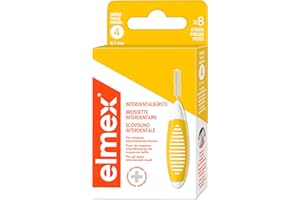 elmex Cepillo interdental amarillo (tamaño 4, 0,7 mm), 1 x 8 unidades – Cepillos interdentales para la limpieza interdental mediana