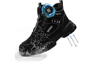 GUSAYEX Waterproof Safety Boots Men Women Lightweight Work Boots Comfortable Safety Trainers Steel Toe Cap Boot Puncture Proof Work Shoes with Swivel Buckle Shoelaces