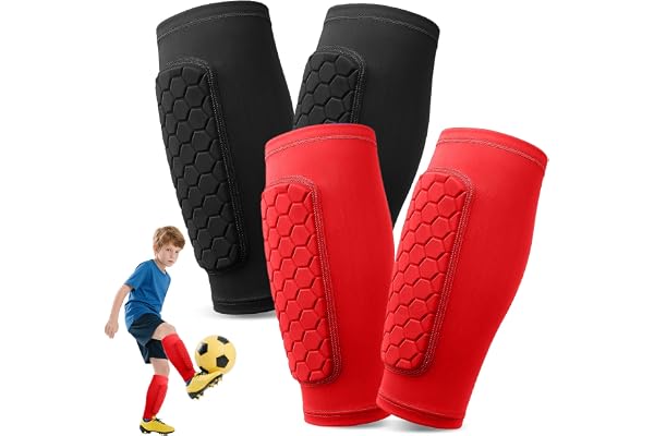 Pardofelis 2 Paires Protege Tibias de Football, Ski Shin Guards, Protection de Mollet Respirante et Antidérapante, Protège Tibias pour Enfants Jeunes Adultes Joueurs de Football