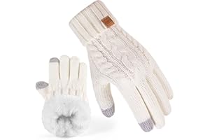 REDESS Gants d'hiver pour femmes Gants thermiques chauds en tricot doublés de polaire Compatibles avec les écrans tactiles Pour temps froid