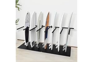 Neorexon Surfboard Wall Mount Rack 8 Arms, Surfboard Rack with Rubber Mat, Vertical Surf Racks Holds 8 Boards Storage Mount System at Home and Garage