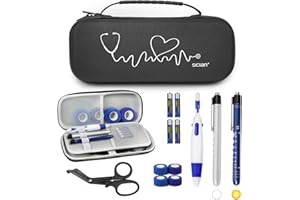 Scian Hard Stethoscope Case for 3M Littmann Classic III Stethoscope, MDF Acoustica Deluxe Lightweight Dual Head Stethoscope, Lightweight II S.E. Stethoscopes, Medical accessories inlcuded, Black