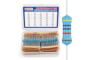 BEEYUIHF 1/2W Metal Film Resistor Assortment Kit 30 Values 300Pcs 1/2 Watt Metal Film Fixed Resistors Variety Pack (1K Ohm ~820K Ohm) ±1% Tolerance