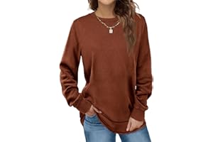 EUHOM Damen Sweatshirt Pullover Basic Langarmshirt Oversize Rundhals Langarm Pulli Herbst Winter Casual Oberteile Tops für Leggings