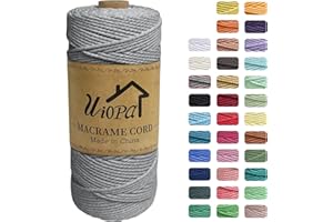 Uiopa Macrame Corda 2mm x 200m, Filo di Cotone 3 Strand Twisted, Filo Macrame Spago Colorato per Artigianato Fai da Te Piante da Appendere Acchiappasogni