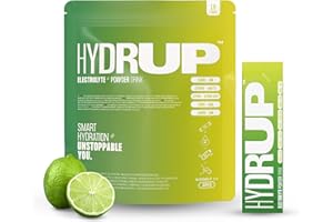 HYDRUP - Elettroliti Senza Zucchero in Polvere 1733 mg - Idratazione con Vitamine B e C - Gusto Limone e Lime - Confezione Richiudibile con 16 Bustine da 14 Grammi - Senza Glutine e Senza Lattosio