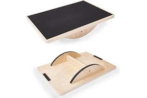 Lnopever Balance Board professionale in legno, Bordo Dell'Equilibrio Antiscivolo Dell'Allenatore Dell'Equilibrio Adulto, Rocker Board,Bordo Dell'Equilibrio Di Terapia Fisica,Correzione Della