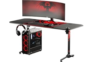Diablo X-Mate Biurko Gamingowe Komputerowe Dla Gracza Podkładka Uchwyt Na Kubek i Słuchawki Otwory Na Przewody (160 x 75 x 75 cm)