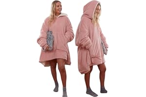 Sienna Hoodie Blanket, Mothers Day Gifts Ultra Soft Sherpa Fleece Warm Comfy Cosy Oversized Wearable Giant Sweatshirt Throw for Women Girls Adults Men Boys Kids Big Pocket - One Size
