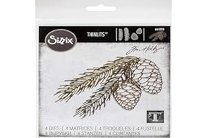 SIZZIX Set de Troqueles Thinlits 664228 4 pzas Rama de Pino by Tim Holtz