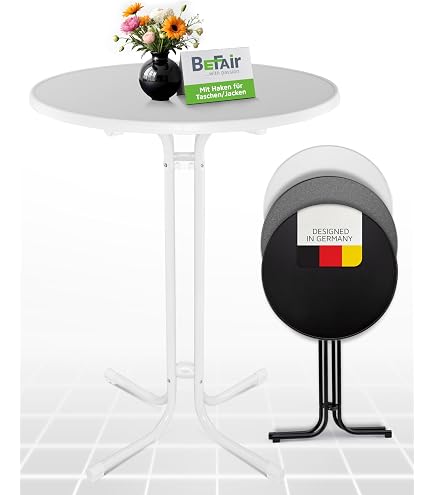 Lot De 2 Tables Hautes Bar Bistrot CASARIA – Réglables 70/115 Cm, Ronde Noire Ø60 Cm – Intérieur/Extérieur