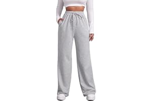 FACDIBY Jogginghose mit weitem Bein für Damen, elastisch, hohe Taille, Kordelzug, lockere Hose mit Taschen