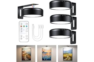 ‎BONSERY 3 Stück Bilderleuchte Kabellos mit Fernbedienung, Magnetische Bildbeleuchtung Kabellos mit 3 Lichtfarben & Einstellbarer Helligkeit & Timer, 2000mAh Wandlampe akku Aufladbar für Fotorahmen Dartboard
